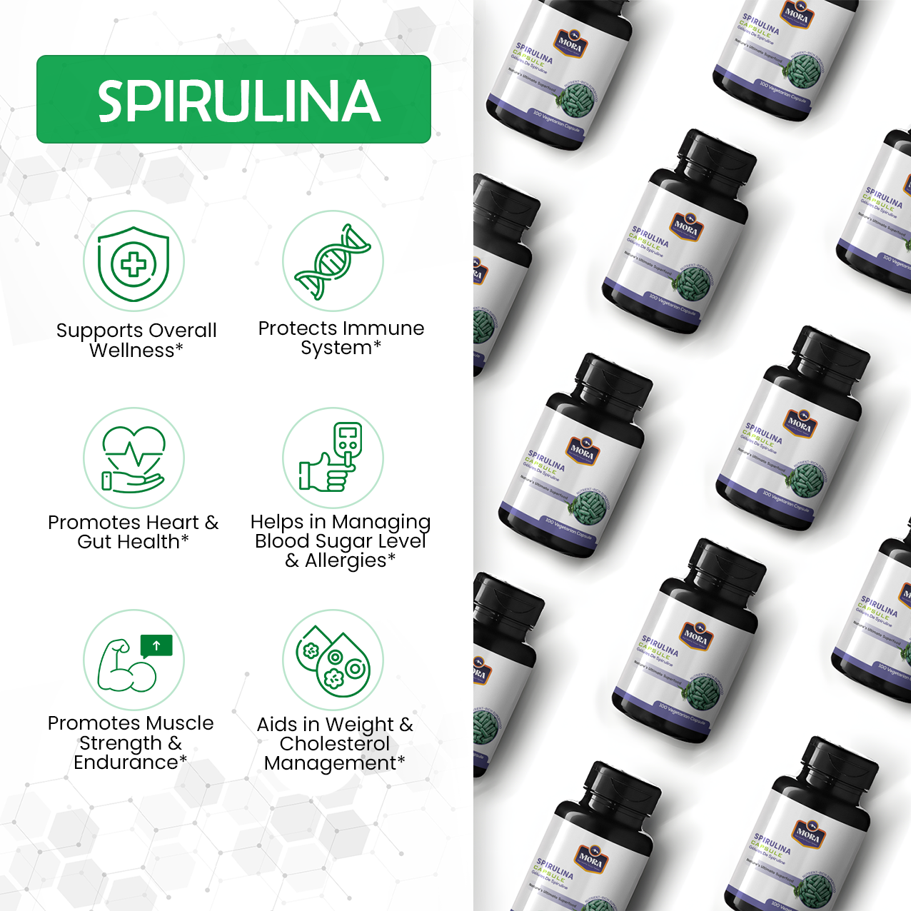Spirulina Capsules for Energy, Immunity & Wellness